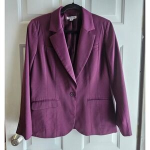 Pendleton‎ Womens Purple Wool Blend Blazer Jacket Size 10 One Button